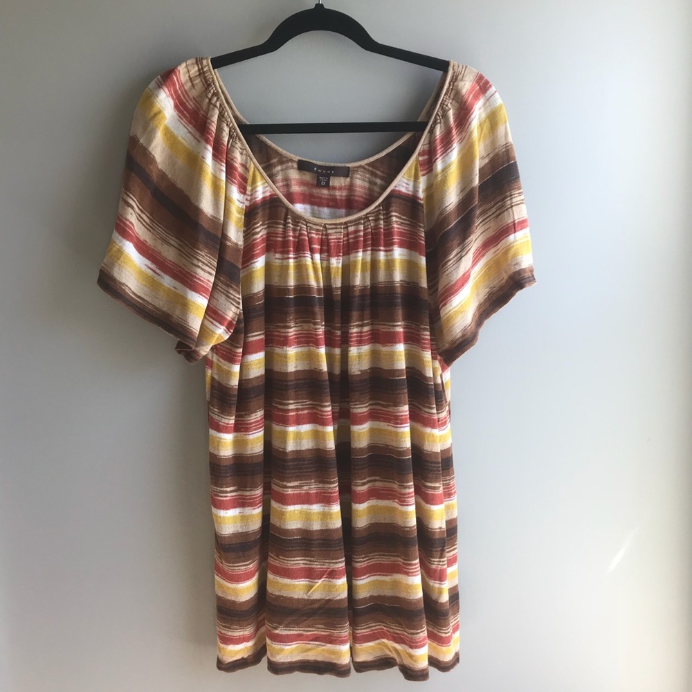 🦩Fever / Striped Short Sleeve Sweater - 2X (EUC)